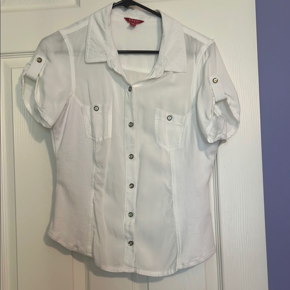 Guess White Button Down Shirt for Women